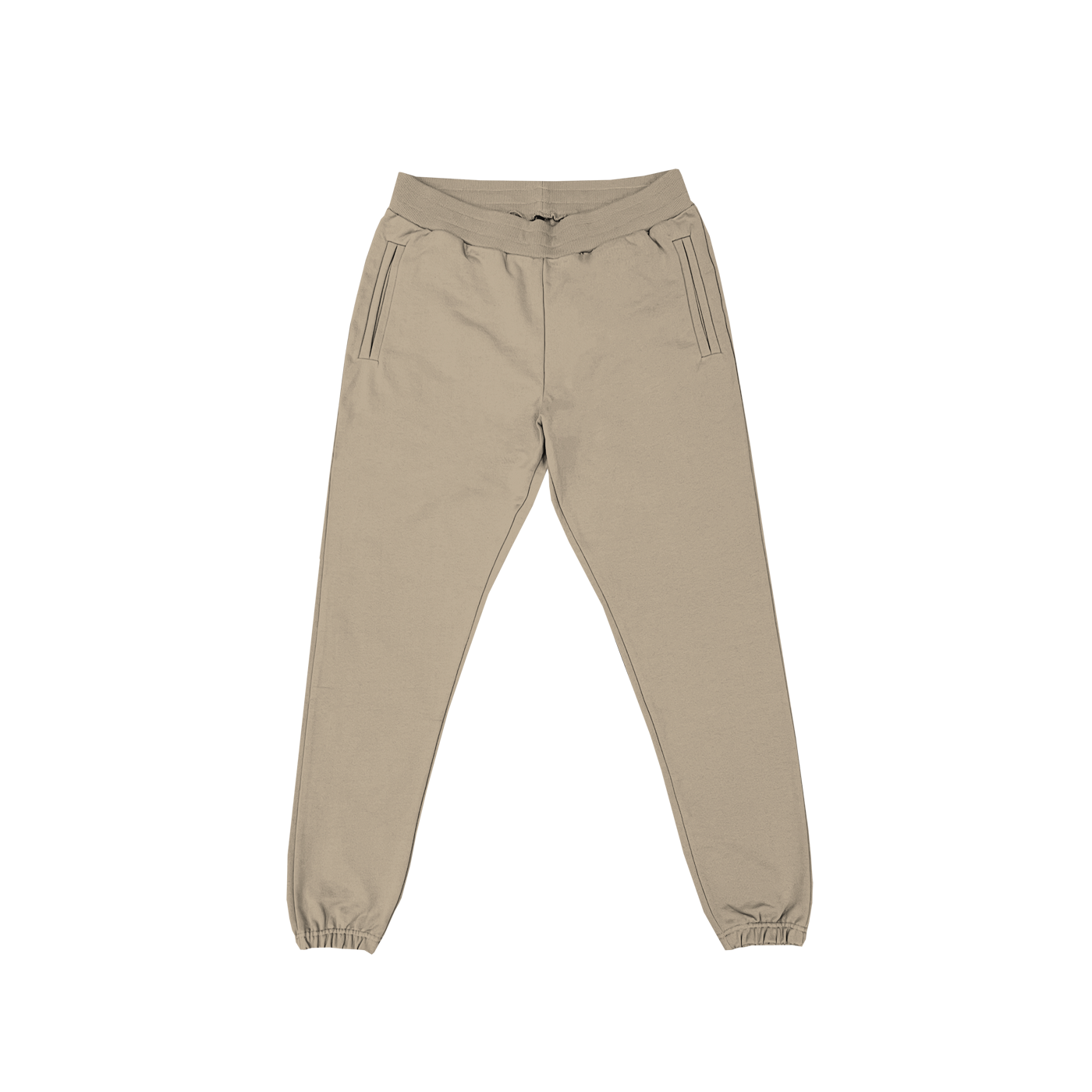 "Pantalon de survêtement couleur sable avec poches latérales pour un look décontracté, disponible sur prynt.shop."