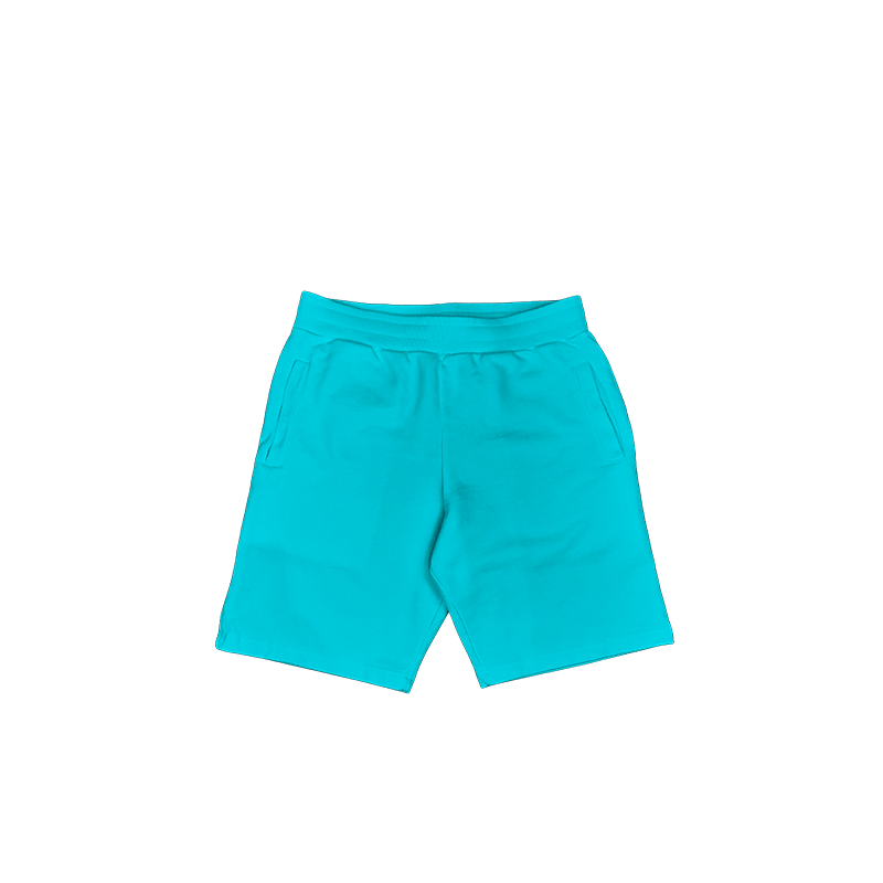 Short sportif turquoise avec taille élastique, idéal pour les activités estivales et la personnalisation sur prynt.shop."