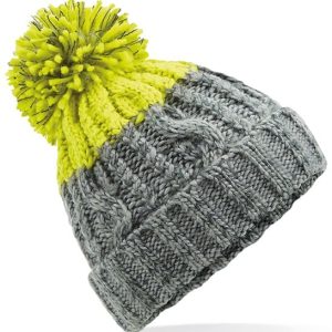 BEECHFIELD - BC437LGCI - Apres beanie - Light Grey/Citron